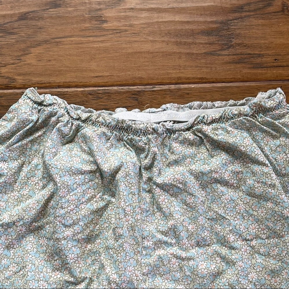 GAP green pajama shorts w/pink & blue floral pattern 100% cotton size SP - Picture 3 of 12
